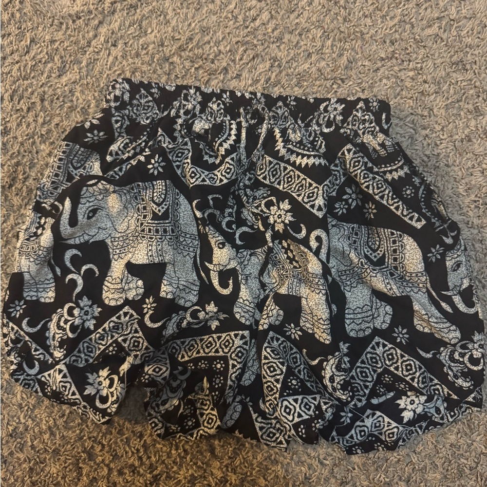 Black and white Elephant Pant Shorts